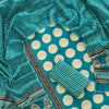 Turquoise Blue Polka Dot & Leheriya Cotton Unstitched Suit Set