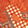 Tangerine Orange Polka Dot & Leheriya Cotton Unstitched Suit Set