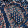 Indigo Blue & Crimson Red Ajrakh Floral Hand-Block Printed Pure Cotton Unstitched Suit Set