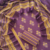 Royal Purple & Mustard Yellow Floral Hand-Block Printed Pure Cotton Unstitched Suit Set