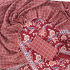 Maroon & Slate Blue Botanical Floral Hand-Block Printed Pure Cotton Unstitched Suit Set