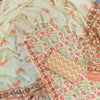 Off-White & Peach Coral Paisley Floral Hand-Block Printed Pure Cotton Unstitched Suit Set