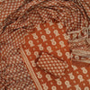 Terracotta Brown & Off-White Floral Booti Hand-Block Printed Kota Doria Unstitched Suit Set