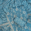 Steel Blue & Off-White Floral Bouquet Hand-Block Printed Kota Doria Unstitched Suit Set