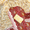 Deep Red & Off-White Paisley Floral Vine Hand-Block Printed Cotton Unstitched Suit Set with Cotton Malmal Dupatta