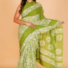 Patterned Grace - Hand Block Printed Pure Cotton Bagru Print Saree