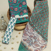 Block Bloom - Vibrant Color Cotton Dress Material with Kota Doria Dupatta