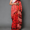 Sanganeri Printed Pure Cotton Saree with Playful Pom Pom Border