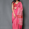 Sanganeri Printed Pure Cotton Saree with Playful Pom Pom Border
