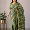 Handcrafted Off-White, Black & Rust Polka Dot Block Printed Maheshwari Silk Cotton Saree with Woven Zari Border (Copy)