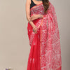 Handwoven Red Bagru Print Kota Doria Saree - Naturally Dyed & Artisanal
