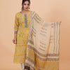 Luxury Cotton Kurta Set - Block Print & Embroidered Detailing