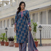 Luxury Cotton Kurta Set - Block Print & Embroidered Detailing