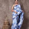 Sanganeri Printed Pure Cotton Saree with Elegant Zari Border