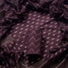 Deep Plum Leaf & Zigzag Chevron Hand Block Printed Cotton Dress Material Set