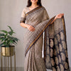 Handcrafted Off-White & Black Zig-Zag Maheshwari Silk Cotton Saree with Woven Zari Border