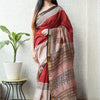 Handcrafted Crimson Red & Off-White Dual-Tone Maheshwari Silk Cotton Saree with Woven Zari Border