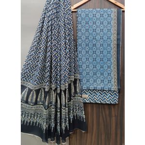 Premium Quality Hand Block Printed Cotton Dress Material with Cotton Dupatta - KC021420