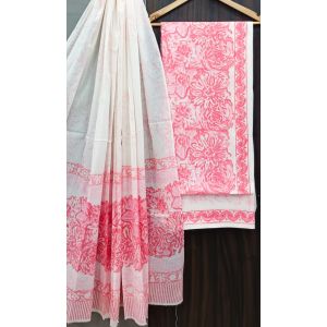 Premium Quality Hand Block Printed Cotton Dress Material with Cotton Dupatta - KC021428