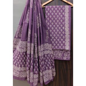 Premium Quality Hand Block Printed Cotton Dress Material with Cotton Dupatta - KC021438