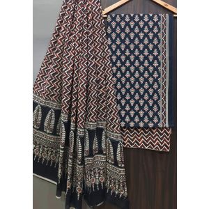 Premium Quality Hand Block Printed Cotton Dress Material with Cotton Dupatta - KC021440