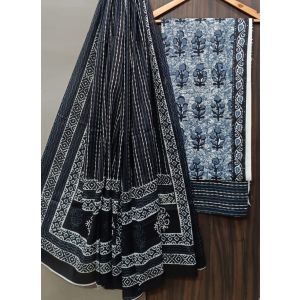 Premium Quality Hand Block Printed Cotton Dress Material with Cotton Dupatta - KC021443