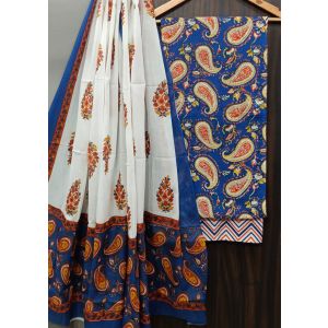 Premium Quality Hand Block Printed Cotton Dress Material with Cotton Dupatta - KC021448