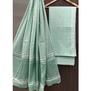Premium Quality Hand Block Printed Cotton Dress Material with Cotton Dupatta - KC021449