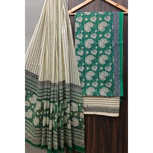 Premium Quality Hand Block Printed Cotton Dress Material with Cotton Dupatta - KC021453