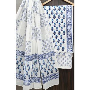 Premium Quality Hand Block Printed Cotton Dress Material with Cotton Dupatta - KC021470
