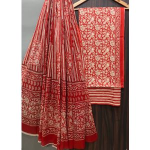 Premium Quality Hand Block Printed Cotton Dress Material with Cotton Dupatta - KC021471
