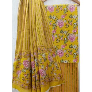 Jaipuri Print Pure Cotton Dress Material with Malmal Cotton Dupatta - KC021610