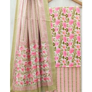 Jaipuri Print Pure Cotton Dress Material with Malmal Cotton Dupatta - KC021618