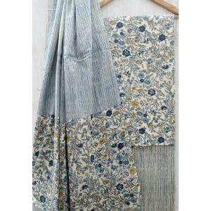 Jaipuri Print Pure Cotton Dress Material with Malmal Cotton Dupatta - KC021624