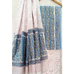 Jaipuri Print Pure Cotton Dress Material with Malmal Cotton Dupatta - KC021625