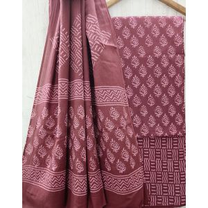 Jaipuri Print Pure Cotton Dress Material with Malmal Cotton Dupatta - KC021634