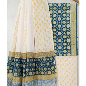 Jaipuri Print Pure Cotton Dress Material with Malmal Cotton Dupatta - KC021639