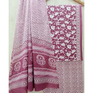 Jaipuri Print Pure Cotton Dress Material with Malmal Cotton Dupatta - KC021652