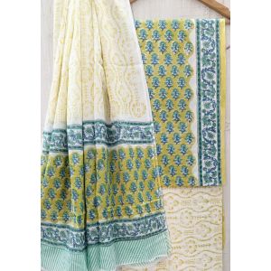 Jaipuri Print Pure Cotton Dress Material with Malmal Cotton Dupatta - KC021655