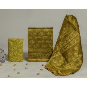 Premium Quality Hand Block Printed Chanderi Silk Suit -KC040742
