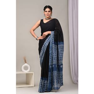 Beautiful Hand Block Printed Malmal Cotton Saree - KC100585