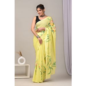 Beautiful Hand Block Printed Malmal Cotton Saree - KC100611