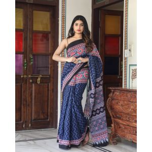 KC110453 - Designer Cotton Sarees with Blouse