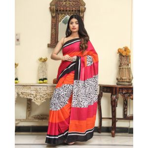 KC110493 - Beautiful Mulmul Cotton Saree with Blouse