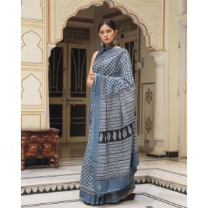 KC110559 - Beautiful Mulmul Cotton Saree with Blouse