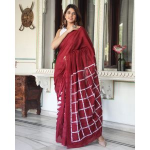 Jaipuri Printed Malmal Cotton Saree with Blouse - KC110927