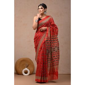 Beautiful Hand Block Printed Chanderi Sarees - KC120527