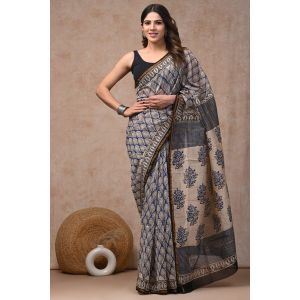 Beautiful Hand Block Printed Chanderi Sarees - KC120556