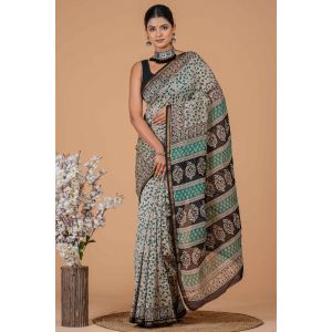 Beautiful Hand Block Printed Chanderi Silk Sarees - KC120576