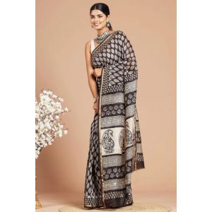 Beautiful Hand Block Printed Chanderi Silk Sarees - KC120579